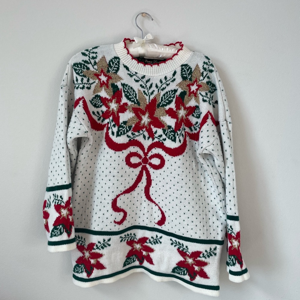 Festive Red and Green Women's Turtleneck Sweater